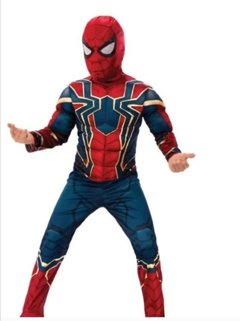 Spiderman Holographic Muscle Halloween Costume 4/6 Jumpsuit & Mask 2 Pc Boys